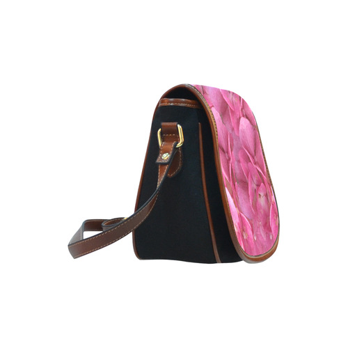 Dark Pink Flowers Saddle Bag/Small (Model 1649)(Flap Customization)