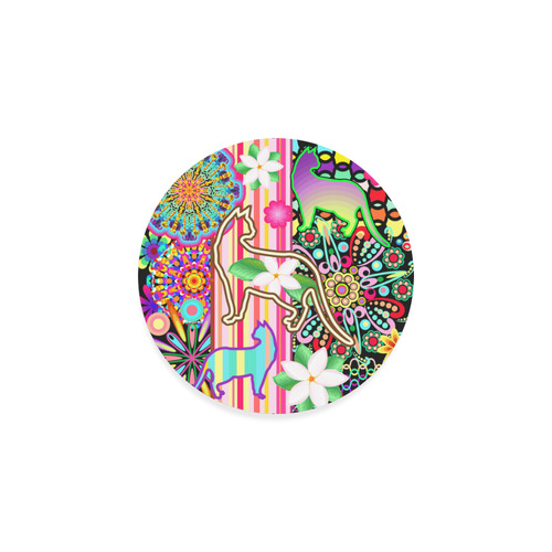 Mandalas, Cats & Flowers Fantasy Pattern Round Coaster