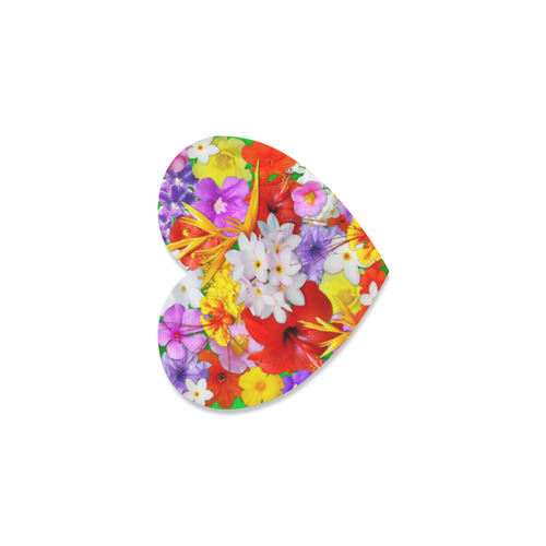 Exotic Flowers Colorful Explosion Heart Coaster