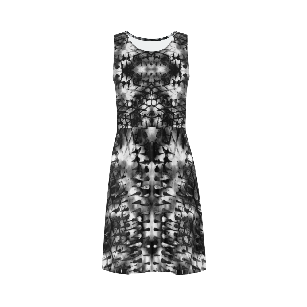 Field of Black and White TV Sleeveless Ice Skater Dress (D19)