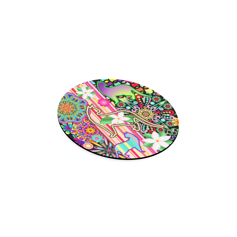 Mandalas, Cats & Flowers Fantasy Pattern Round Coaster