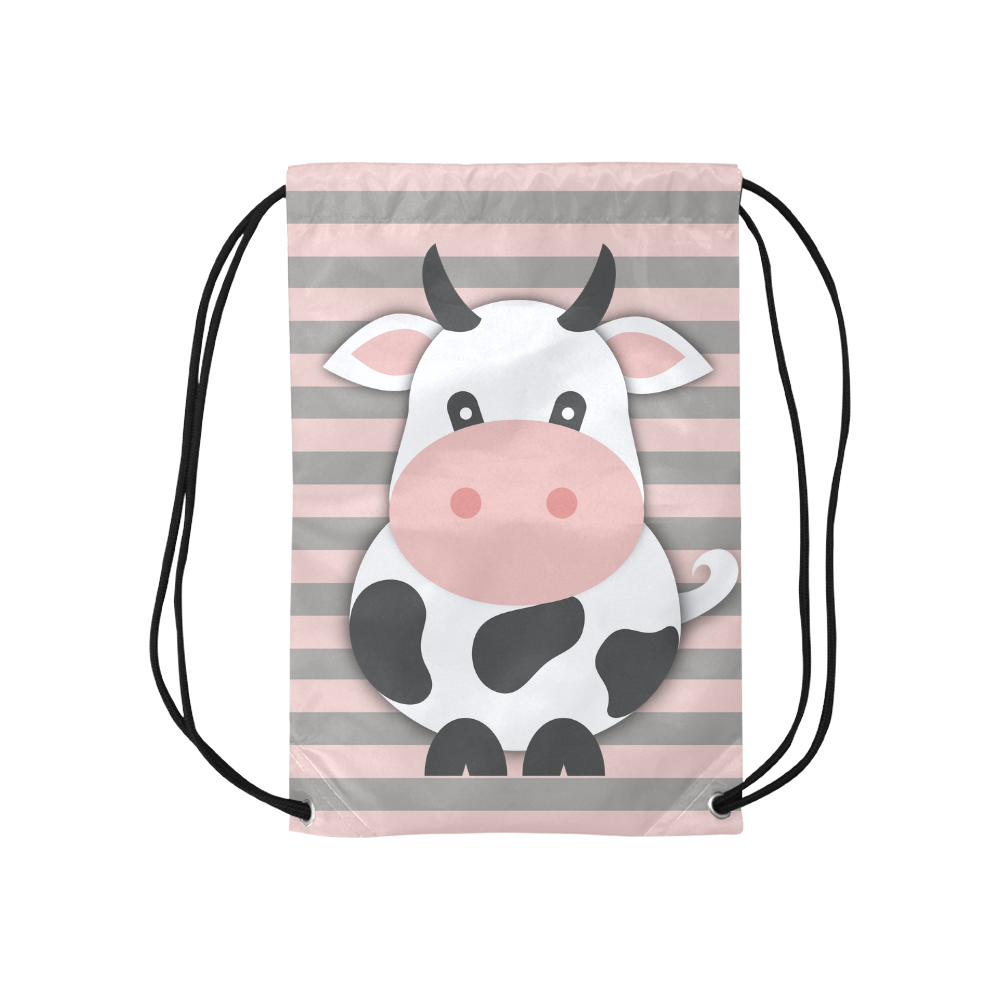Cute Cow Small Drawstring Bag Model 1604 (Twin Sides) 11"(W) * 17.7"(H)
