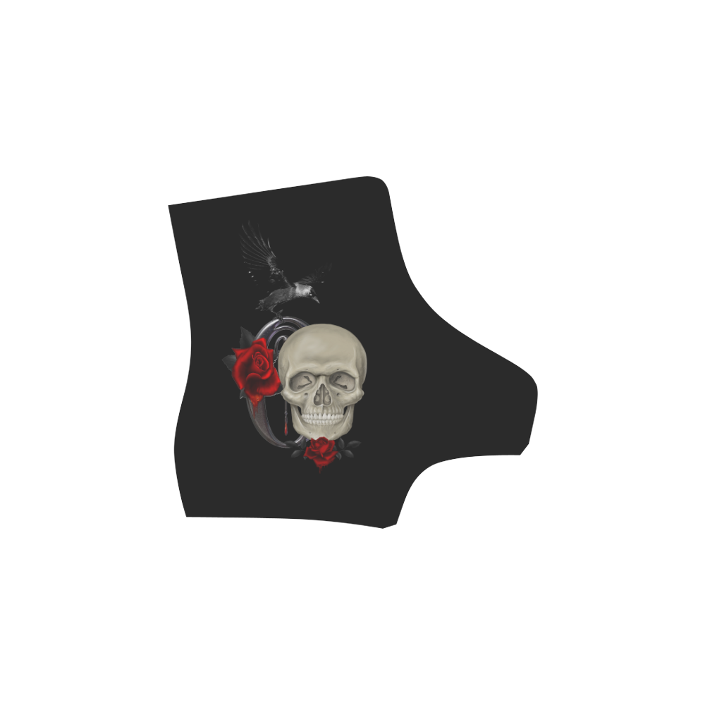Gothic Skull With Raven And Roses Martin Boots For Women Model 1203H