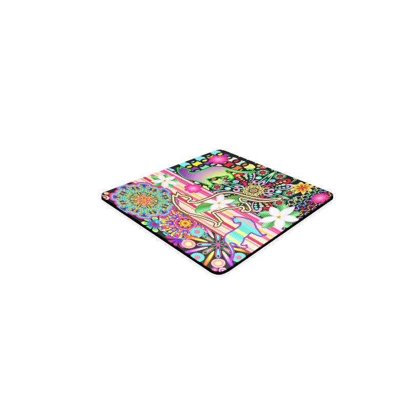 Mandalas, Cats & Flowers Fantasy Pattern Square Coaster