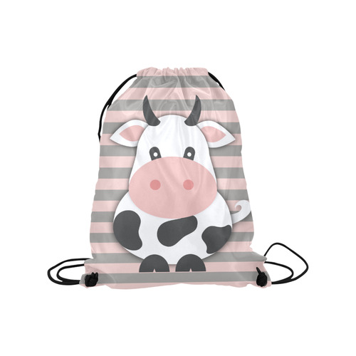 Cute Cow Medium Drawstring Bag Model 1604 (Twin Sides) 13.8"(W) * 18.1"(H)