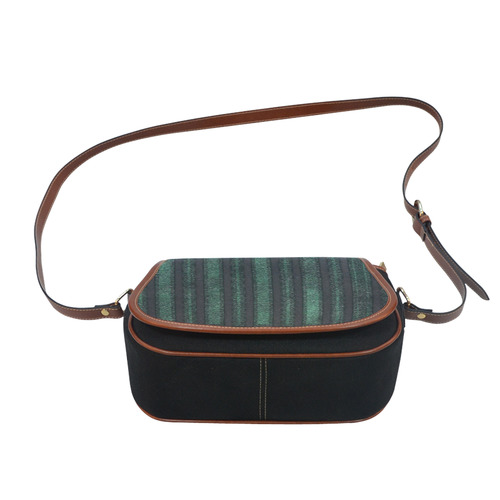 Trendy dark green leather look lines Saddle Bag/Small (Model 1649)(Flap Customization)