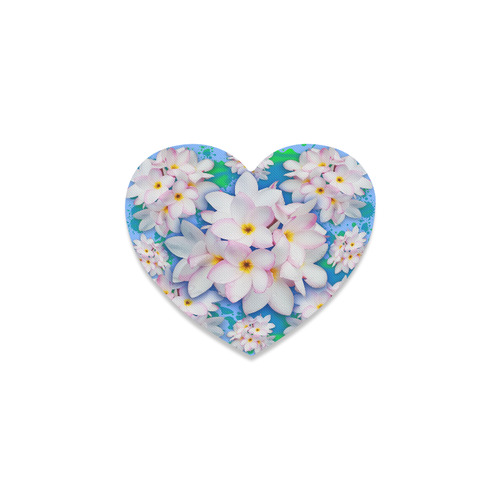 Plumeria Bouquet Exotic Summer Pattern Heart Coaster