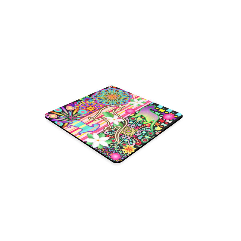 Mandalas, Cats & Flowers Fantasy Pattern Square Coaster