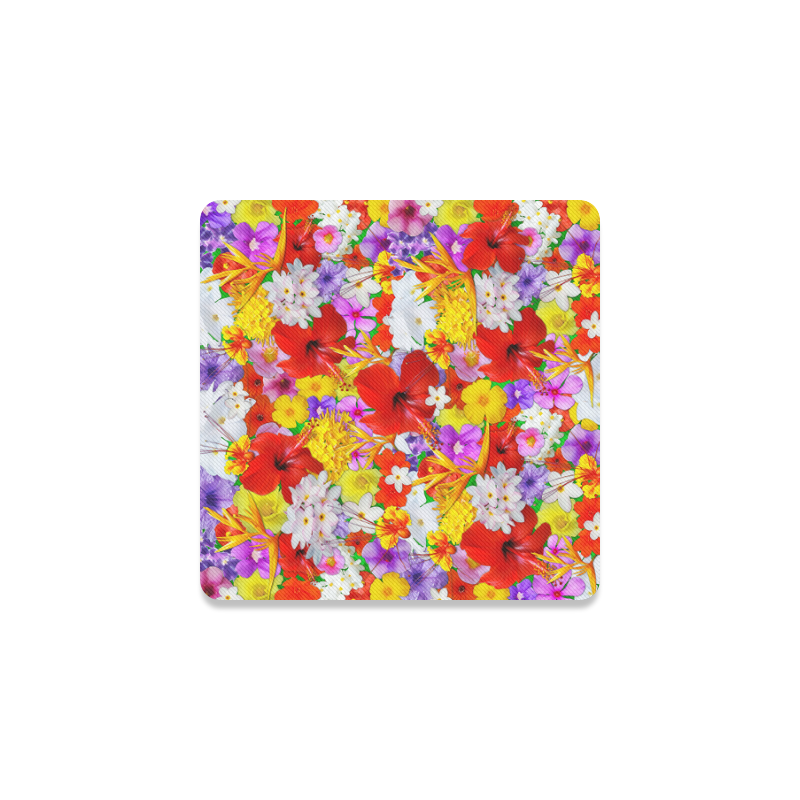 Exotic Flowers Colorful Explosion Square Coaster