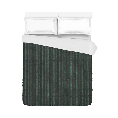 Trendy dark green leather look lines. Duvet Cover 86"x70" ( All-over-print)