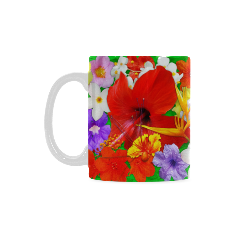 Exotic Flowers Colorful Explosion White Mug(11OZ)