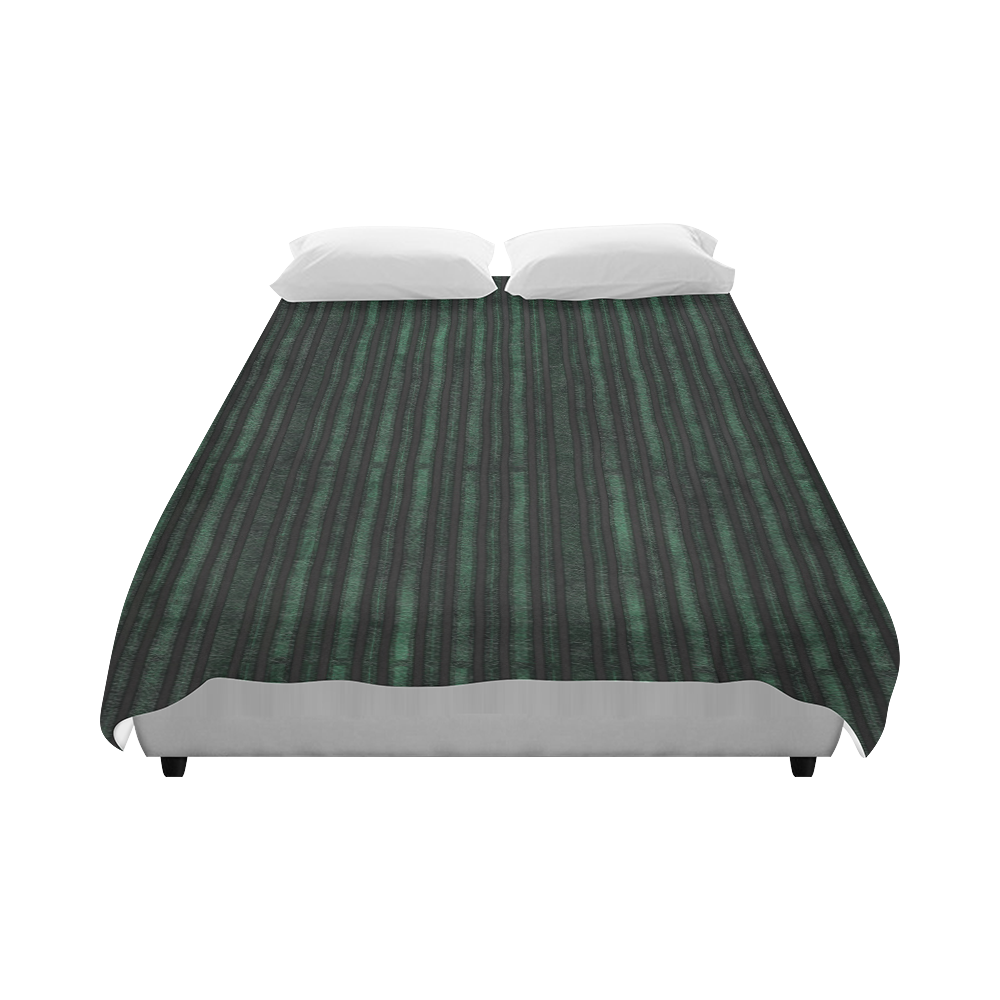Trendy dark green leather look lines. Duvet Cover 86"x70" ( All-over-print)