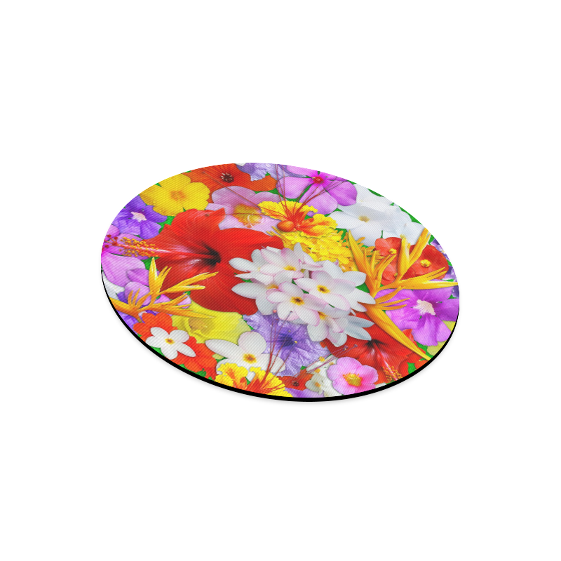 Exotic Flowers Colorful Explosion Round Mousepad