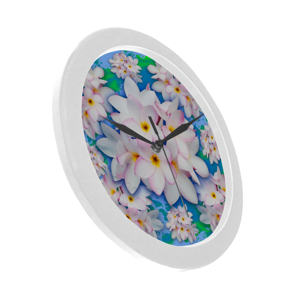 Plumeria Bouquet Exotic Summer Pattern Circular Plastic Wall clock