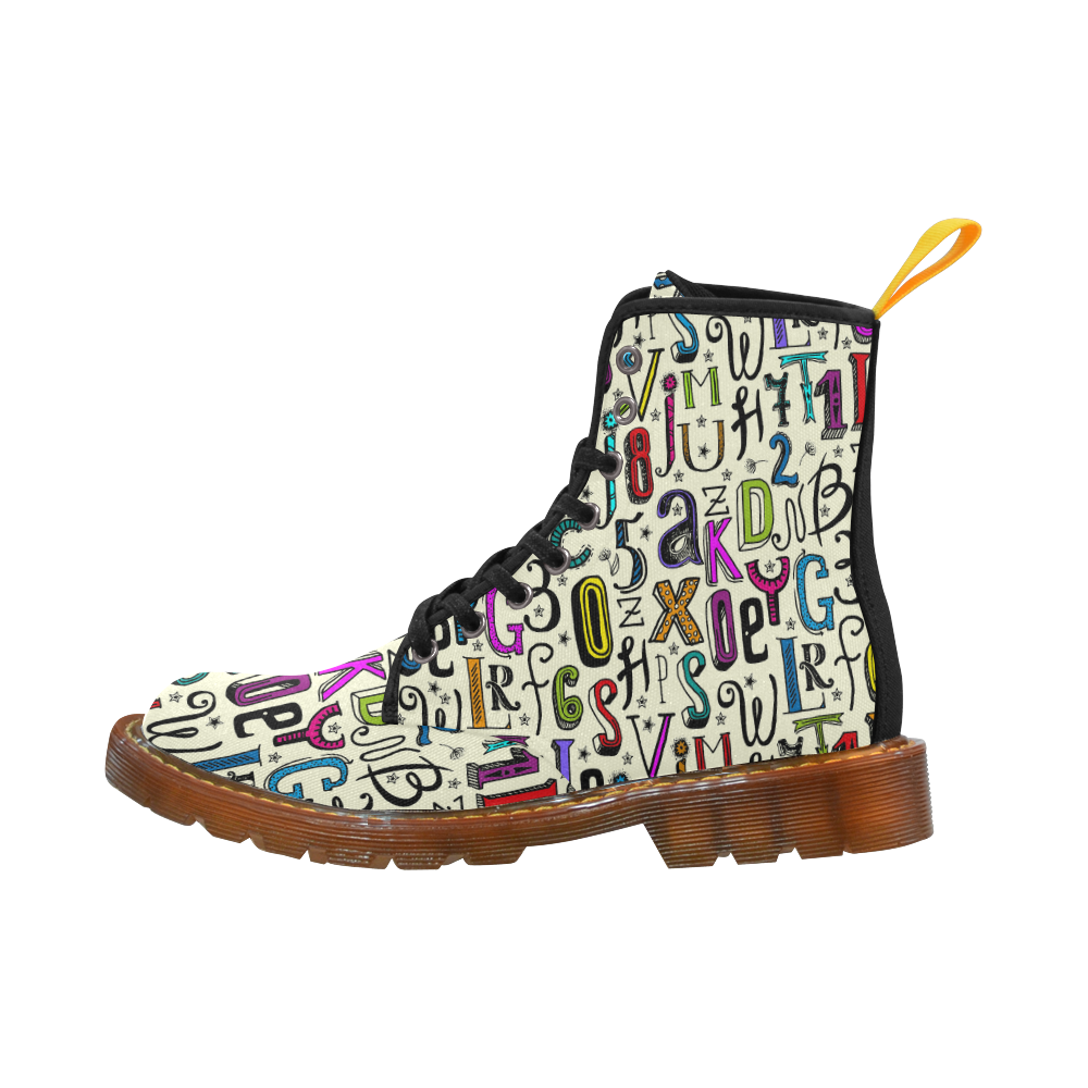 Letters Numbers Stars Typography Pattern Colored Martin Boots For Men Model 1203H