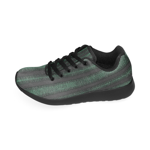 Trendy dark green leather look lines Women’s Running Shoes (Model 020)