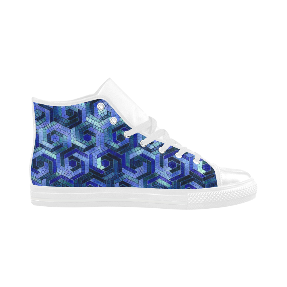 Pattern Factory 23 blue by JamColors Aquila High Top Microfiber Leather Men's Shoes (Model 032)