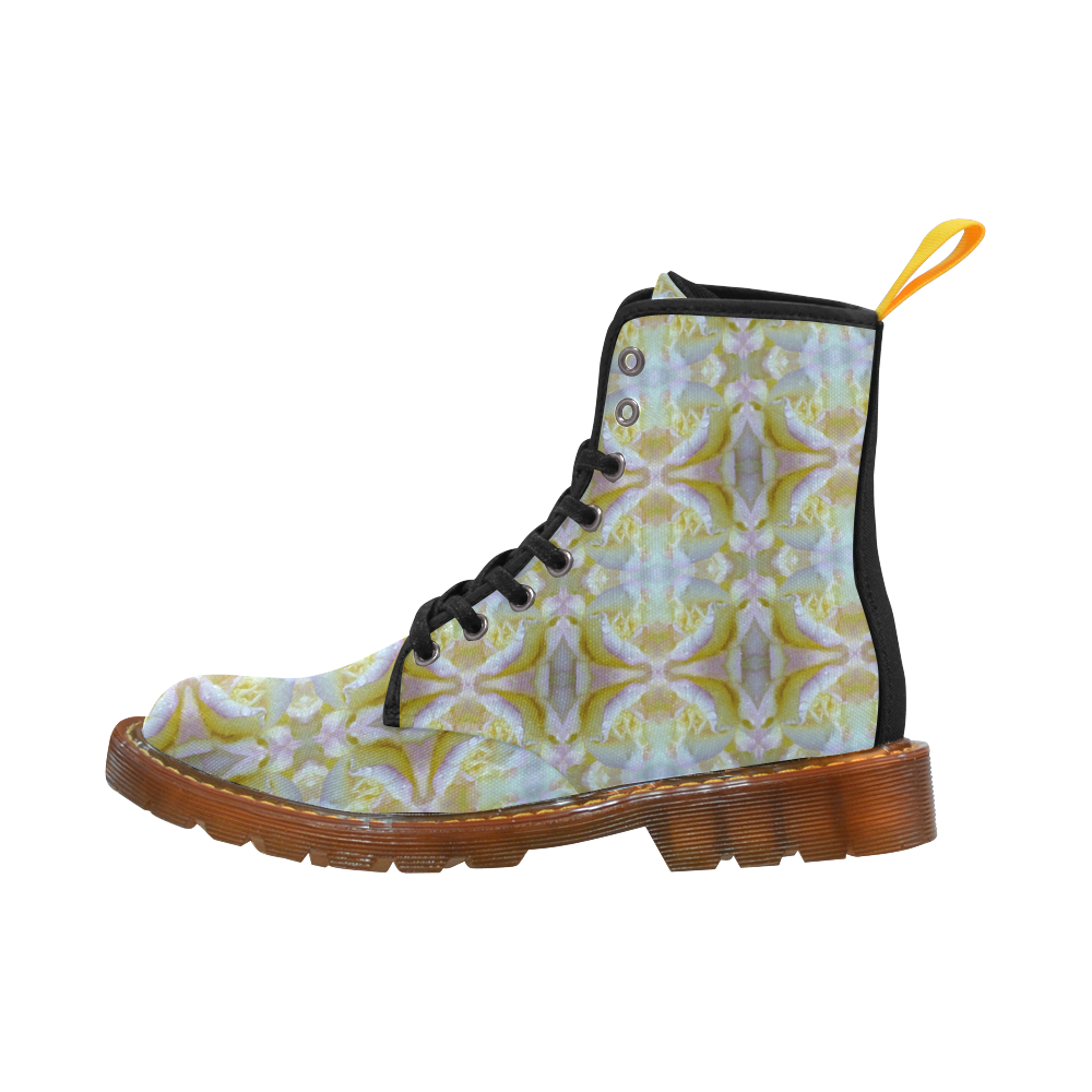 White Yellow  Pattern Martin Boots For Women Model 1203H