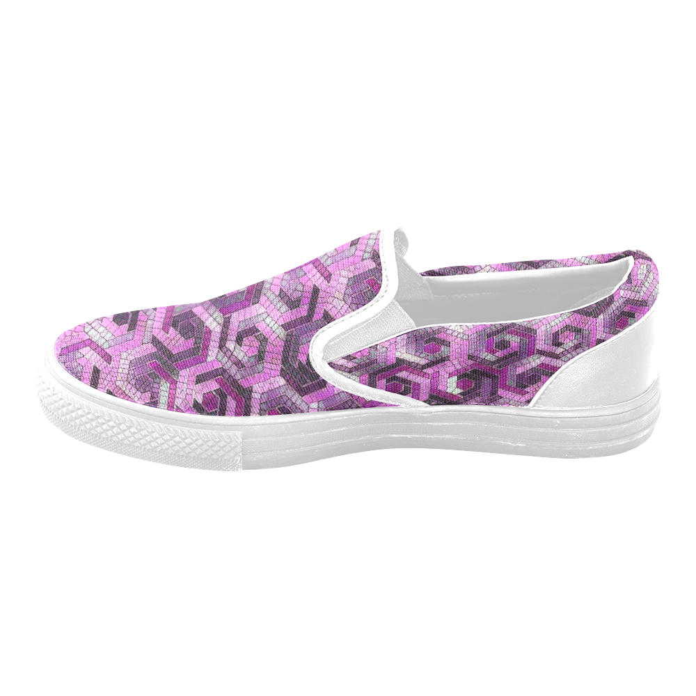 Pattern Factory 23 pink by JamColors Slip-on Canvas Shoes for Men/Large Size (Model 019)