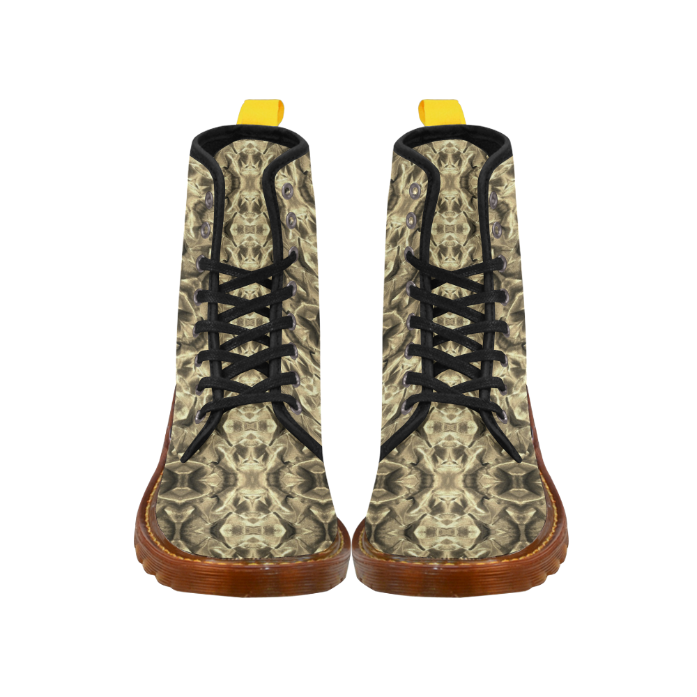 Gold Fabric Pattern Design Martin Boots For Women Model 1203H