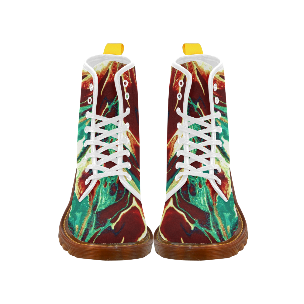Gold Green Brown Marbling Martin Boots For Women Model 1203H