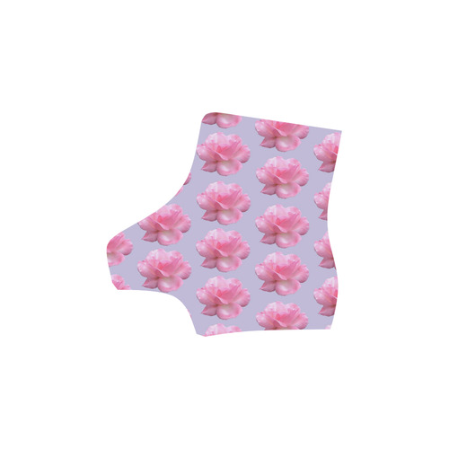 Pink Roses Pattern on Blue Martin Boots For Women Model 1203H