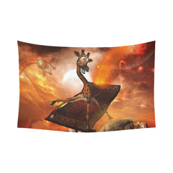 Flying giraffe on a rug Cotton Linen Wall Tapestry 90"x 60"