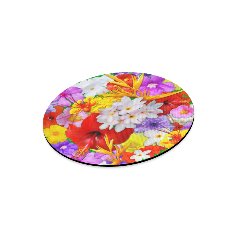 Exotic Flowers Colorful Explosion Round Mousepad