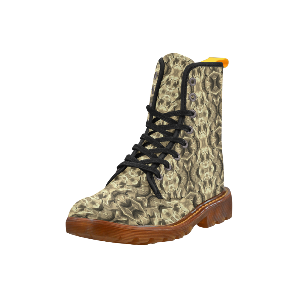 Gold Fabric Pattern Design Martin Boots For Women Model 1203H
