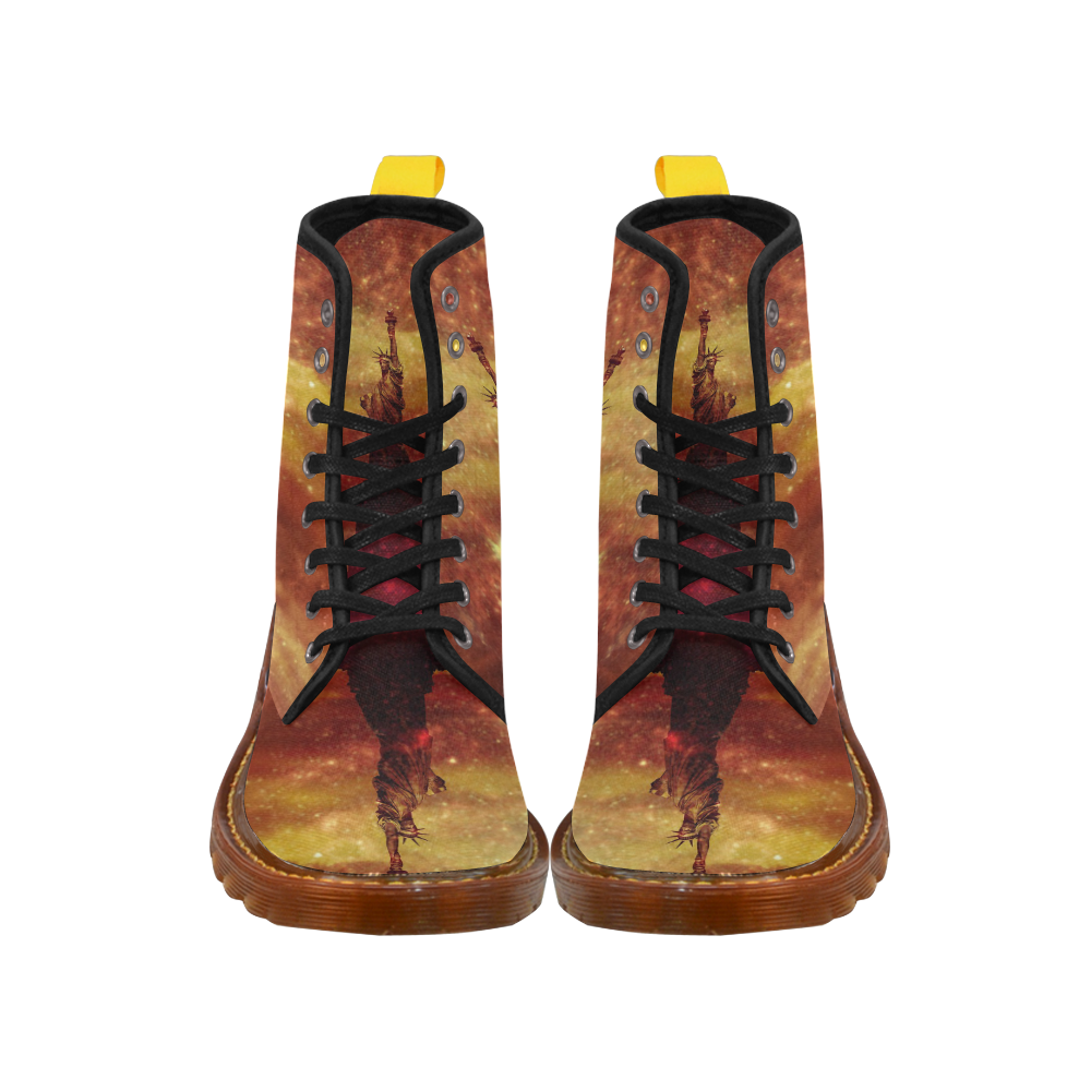 Lady Liberty Yellow Red Stars Martin Boots For Women Model 1203H