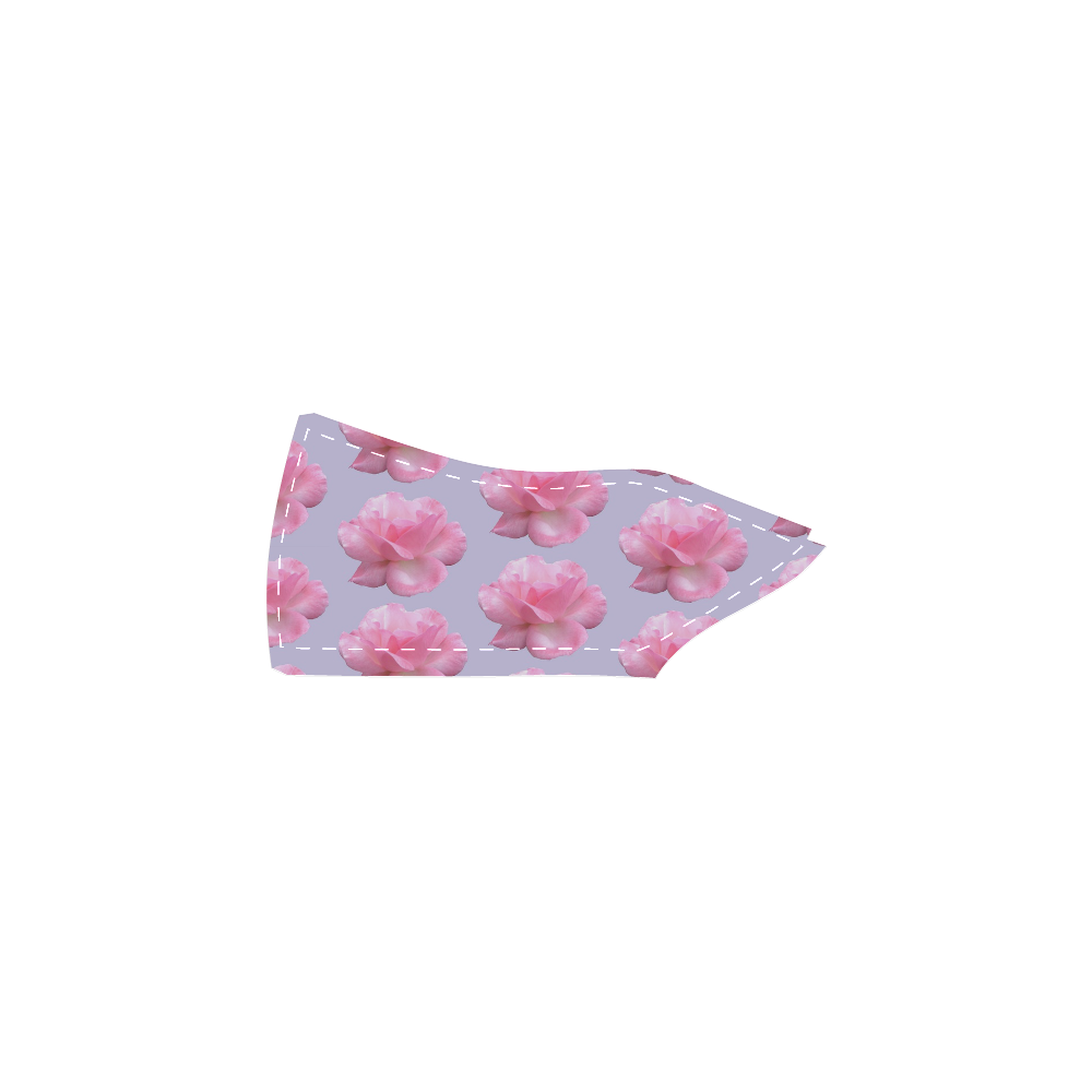 Pink Roses Pattern on Blue Women's Slip-on Canvas Shoes (Model 019)