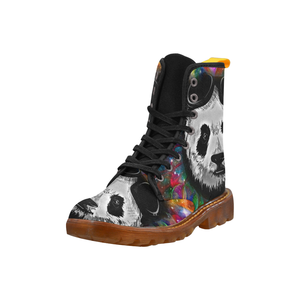 Psychedelic Flower Power Galaxy PANDA Painting Martin Boots For Women Model 1203H