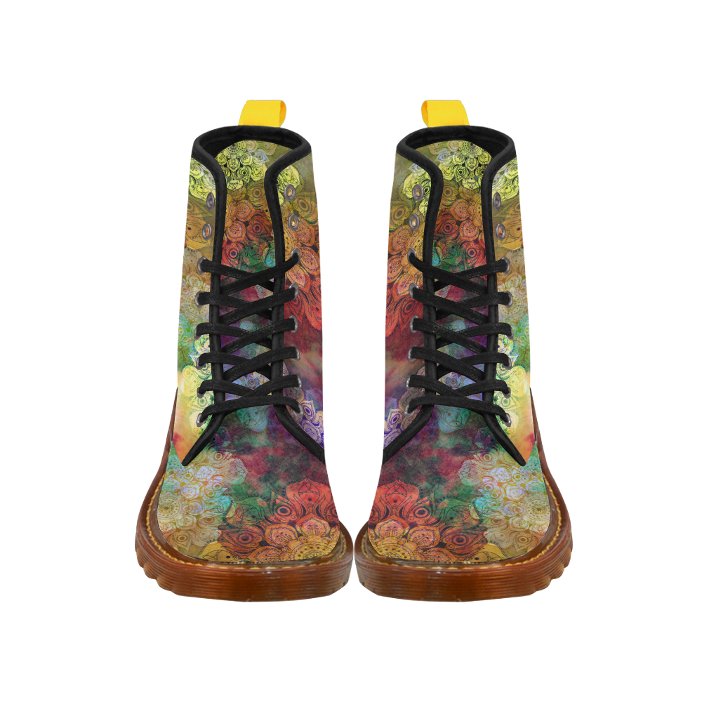 WATERCOLOR MANDALA dark grunge style pattern Martin Boots For Women Model 1203H
