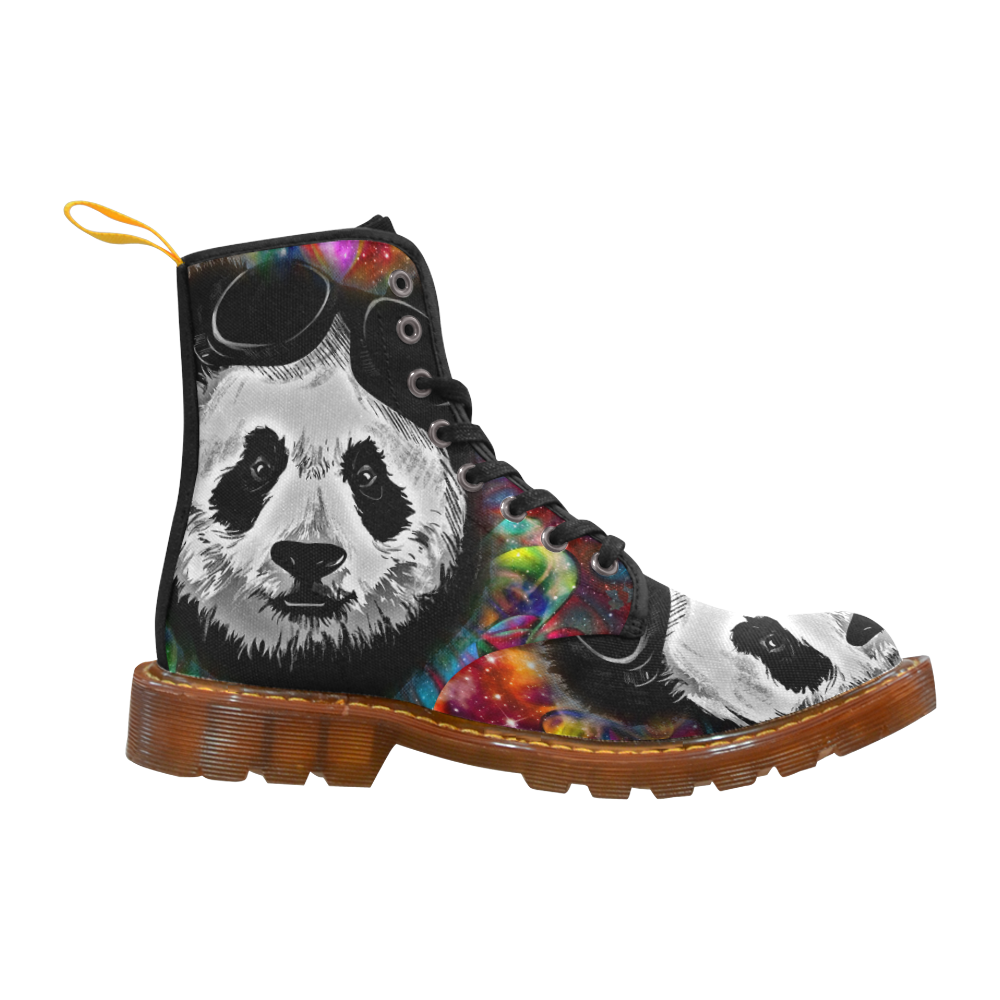 Psychedelic Flower Power Galaxy PANDA Painting Martin Boots For Women Model 1203H