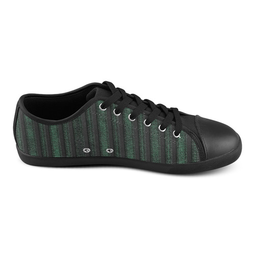 Trendy dark green leather look lines Canvas Shoes for Women/Large Size (Model 016)