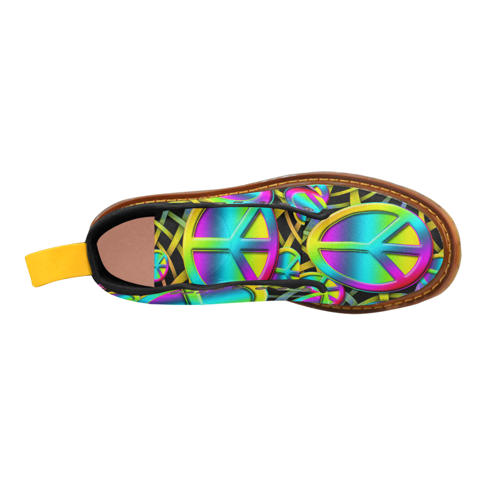 Neon Colorful PEACE pattern Martin Boots For Women Model 1203H
