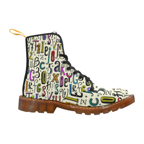 Letters Numbers Stars Typography Pattern Colored Martin Boots For Men Model 1203H