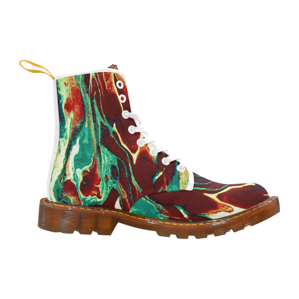 Gold Green Brown Marbling Martin Boots For Women Model 1203H
