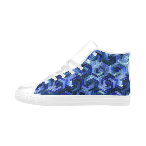 Pattern Factory 23 blue by JamColors Aquila High Top Microfiber Leather Men's Shoes (Model 032)