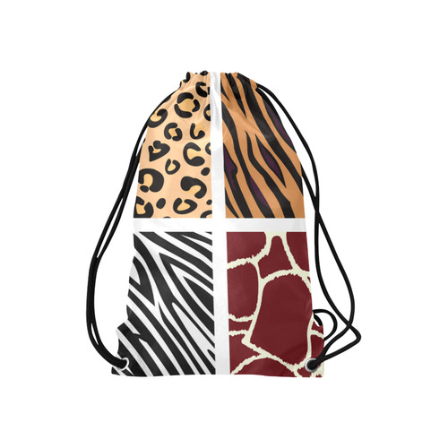Designers backpack : Tiger edition / orange, brown 50s style Small Drawstring Bag Model 1604 (Twin Sides) 11"(W) * 17.7"(H)