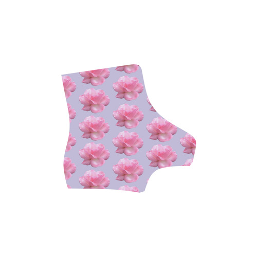 Pink Roses Pattern on Blue Martin Boots For Women Model 1203H