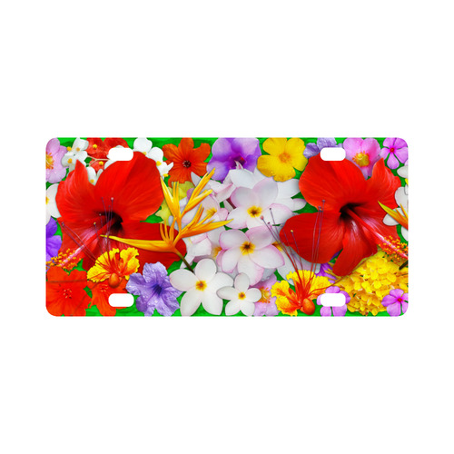 Exotic Flowers Colorful Explosion Classic License Plate