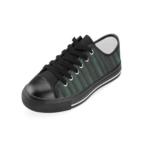 Trendy dark green leather look lines Men's Classic Canvas Shoes (Model 018)