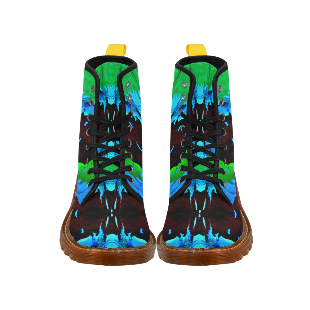 Abstract Green Brown, Blue Red Marbling Martin Boots For Women Model 1203H