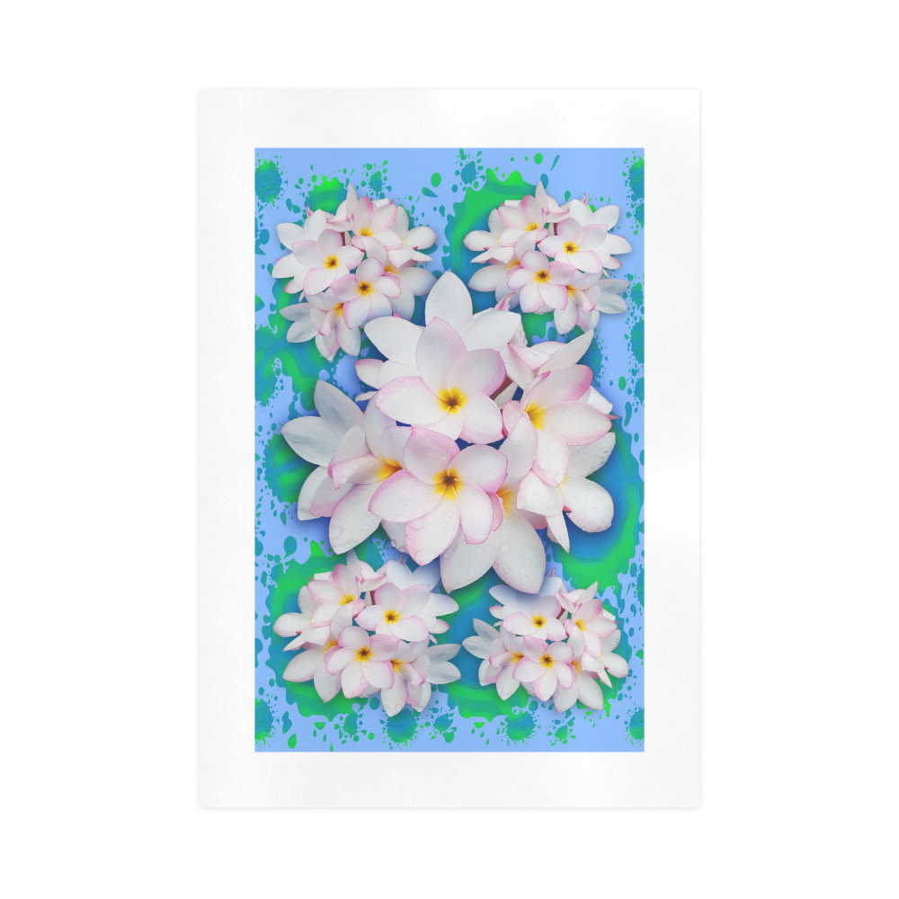 Plumeria Bouquet Exotic Summer Pattern Art Print 16‘’x23‘’