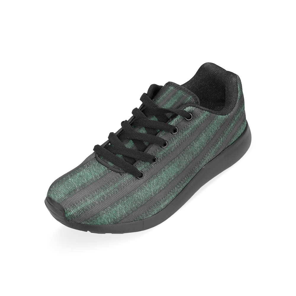 Trendy dark green leather look lines Women’s Running Shoes (Model 020)