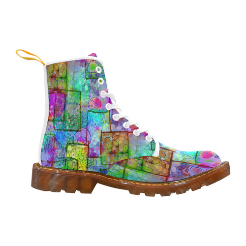 Rainbow Floral Doodle Martin Boots For Women Model 1203H
