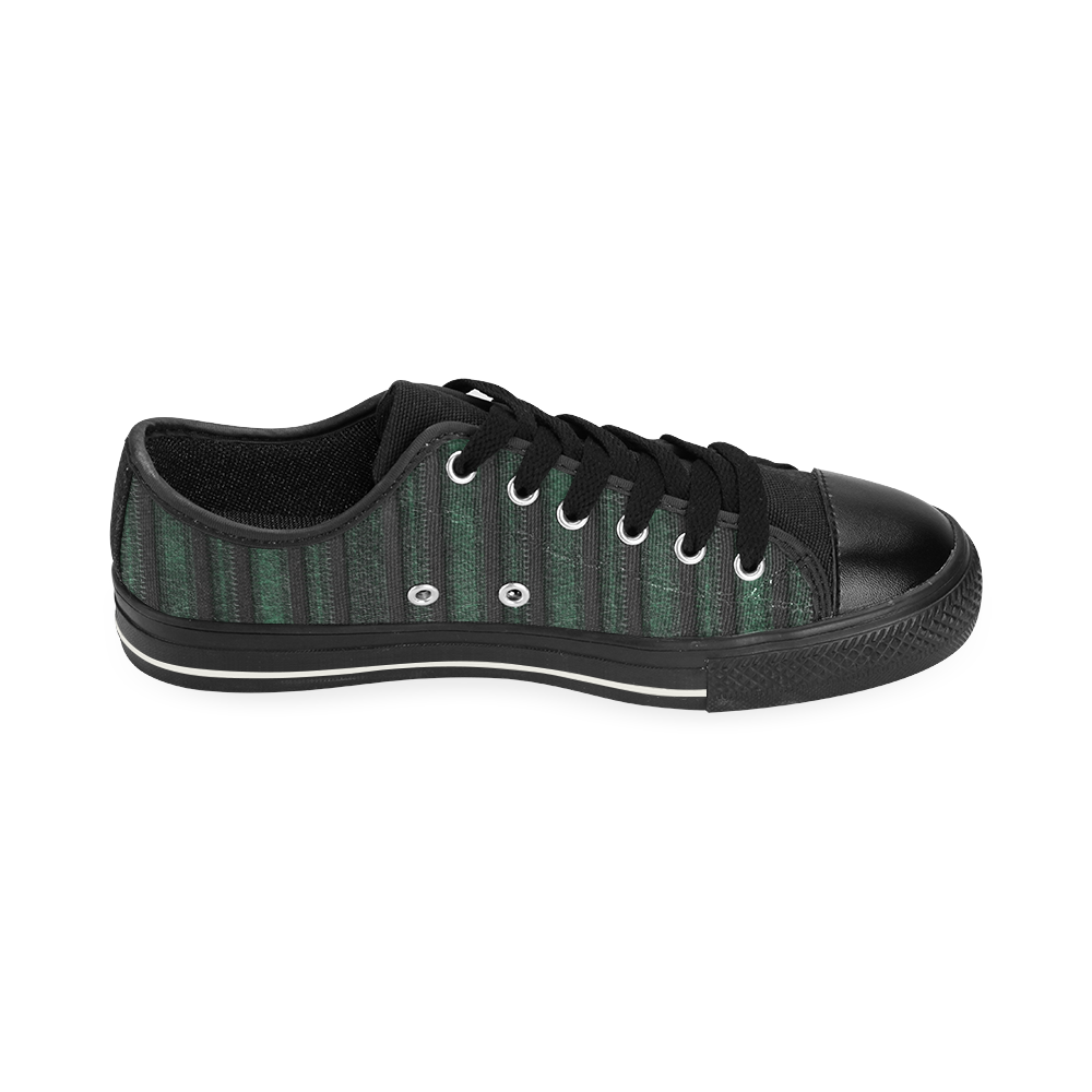 Trendy dark green leather look lines Canvas Women's Shoes/Large Size (Model 018)
