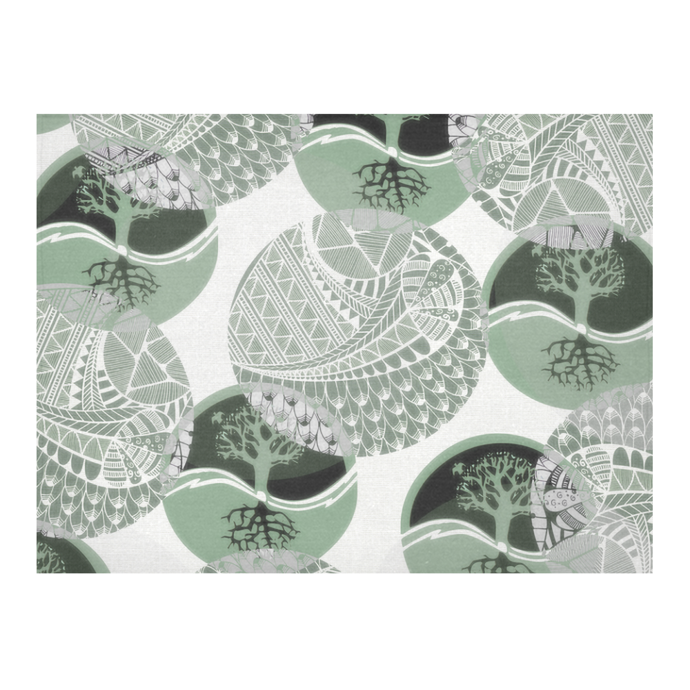 doodle and tree circles-2 Cotton Linen Tablecloth 52"x 70"