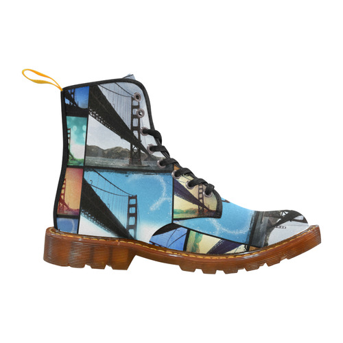 Golden Gate Bridge Collage Custom Canvas Boots For Women Model 1203H